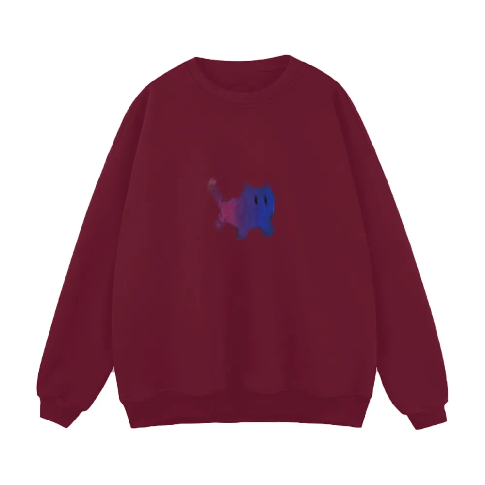 Colorblock Kitten Print Sweatshirt