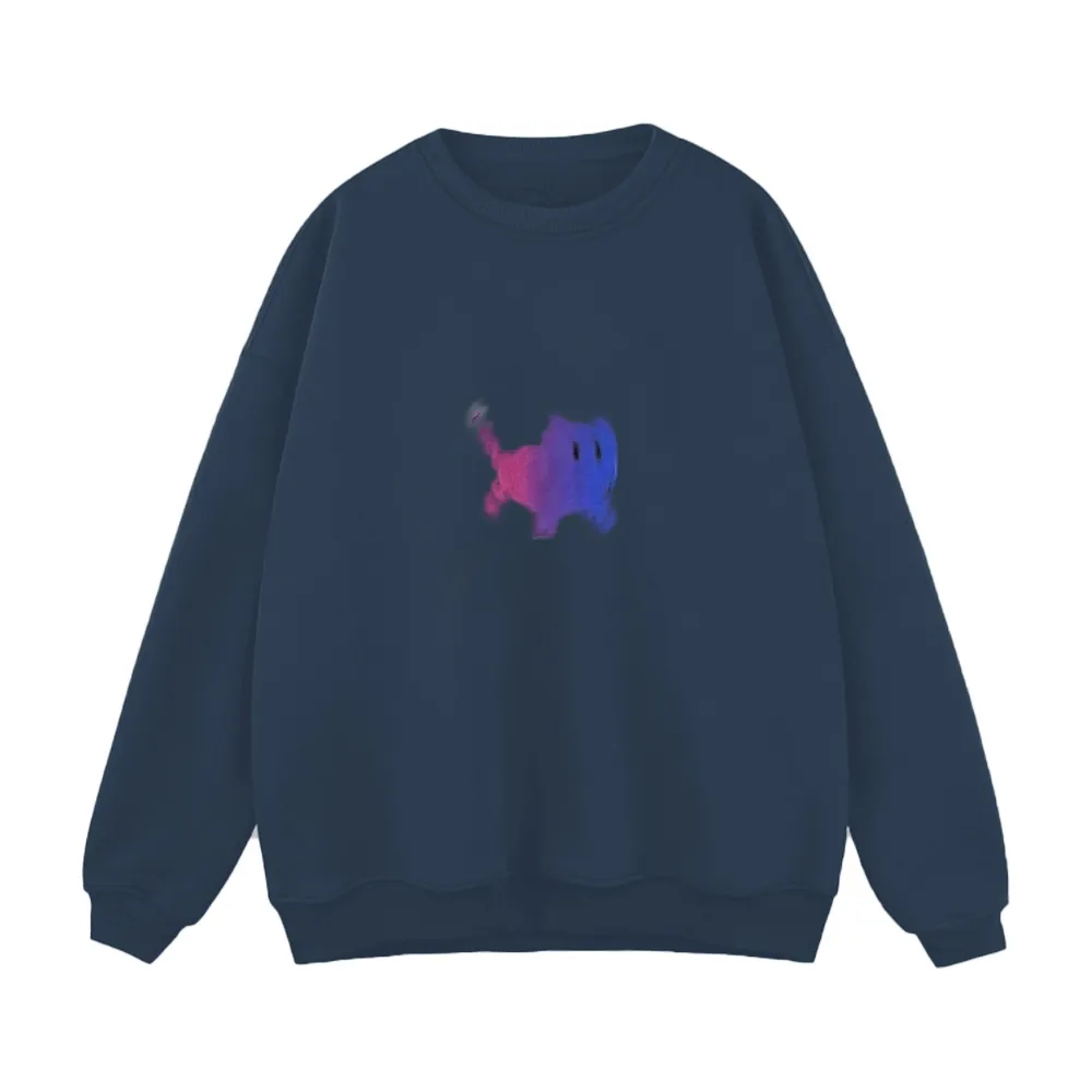 Colorblock Kitten Print Sweatshirt