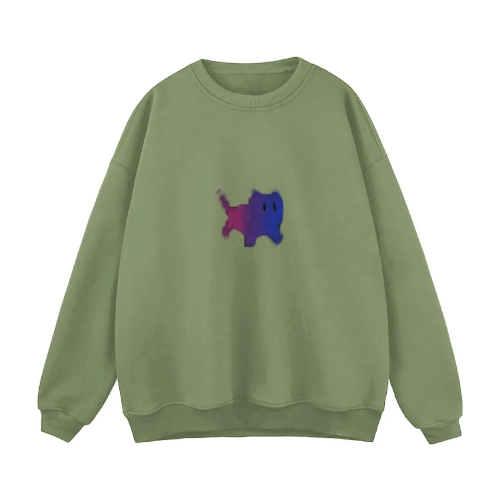 Colorblock Kitten Print Sweatshirt