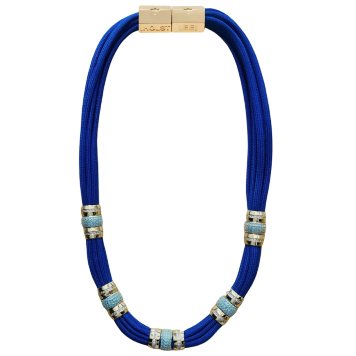 Colorblock Necklace Blue Rhinestone