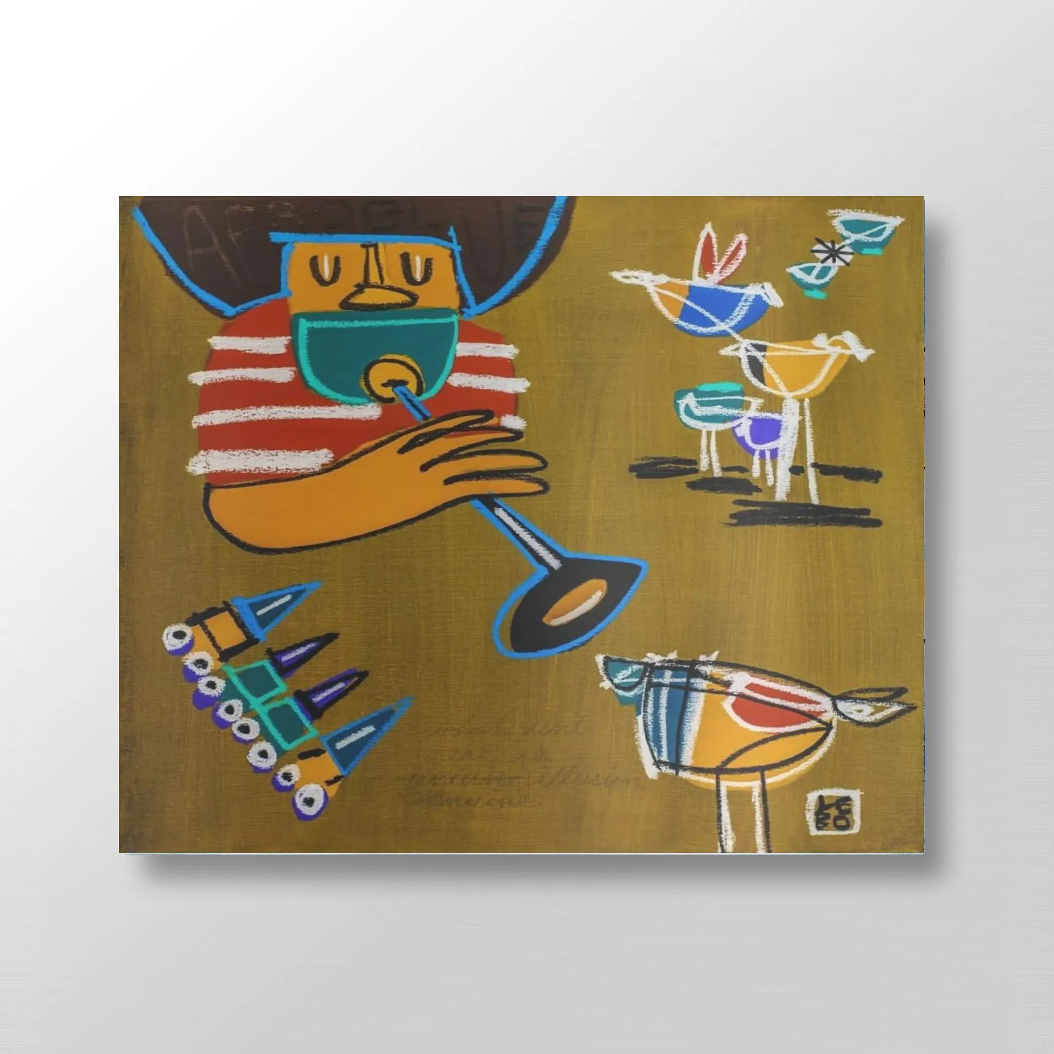 Cool Cat Blowing - Lebo Brushed Aluminum Artbond