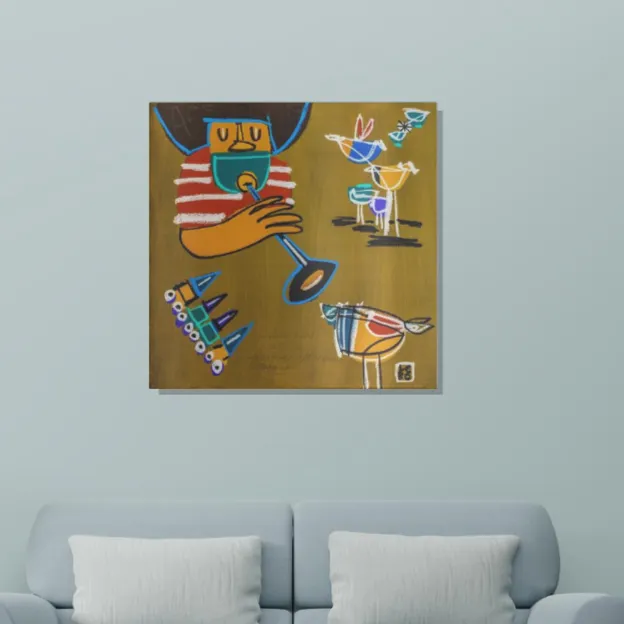 Cool Cat Blowing - Lebo Brushed Aluminum Artbond
