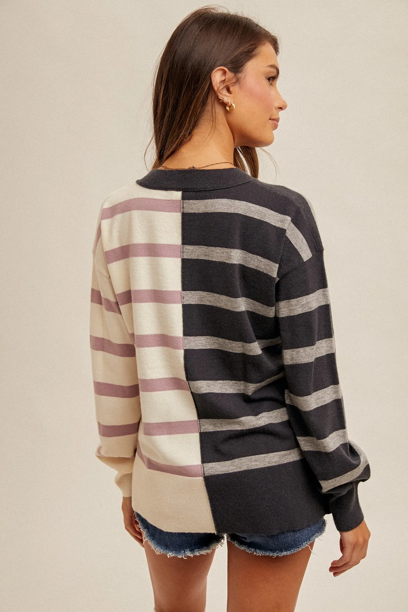Coral Colorblock Sweater