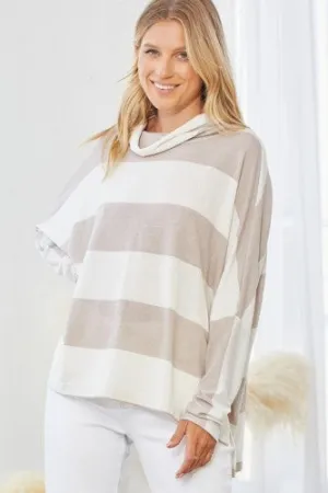 Cream   Latte Colorblock Cowl Neck