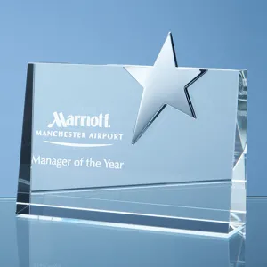 Crystal Horizontal Rectangle with Silver Star Award