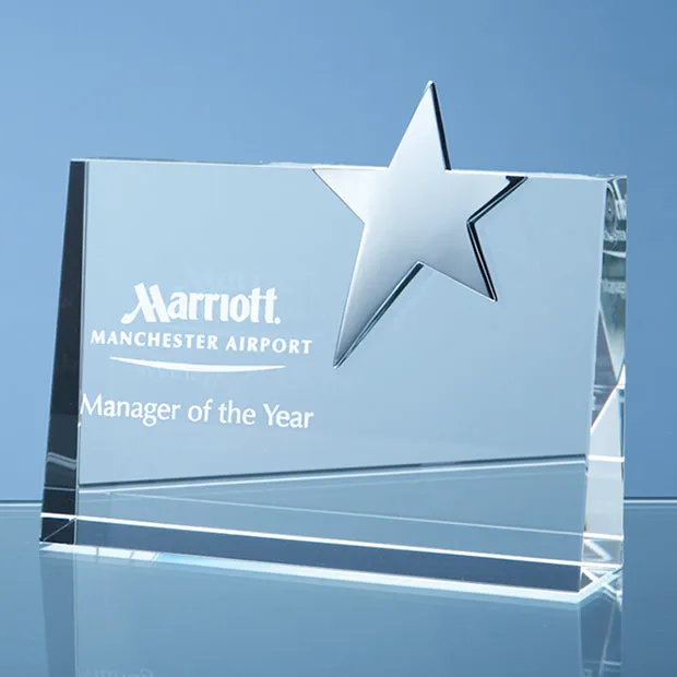 Crystal Horizontal Rectangle with Silver Star Award