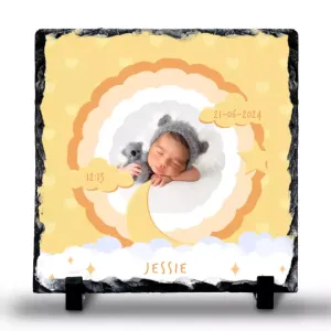 Custom Personalised Birth Announcement Photo Slate - Yellows