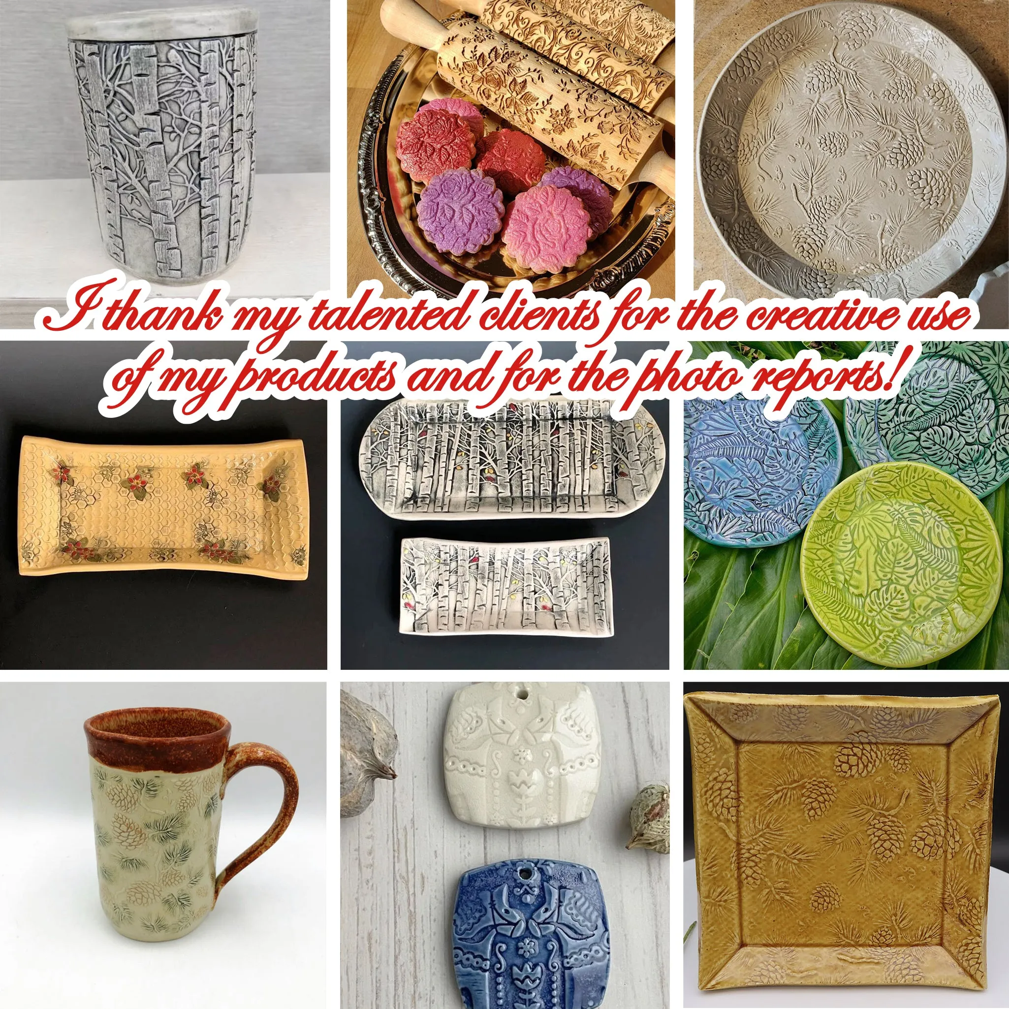 Damask Embossed Rolling Pin, Kaleidoscope, Textured Cookies,Clay Stamp