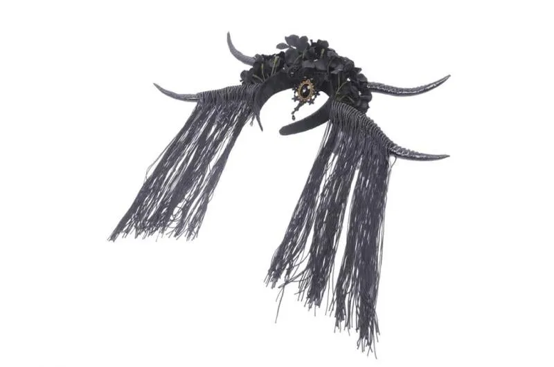 Devils Queen Tassel Headband - Black