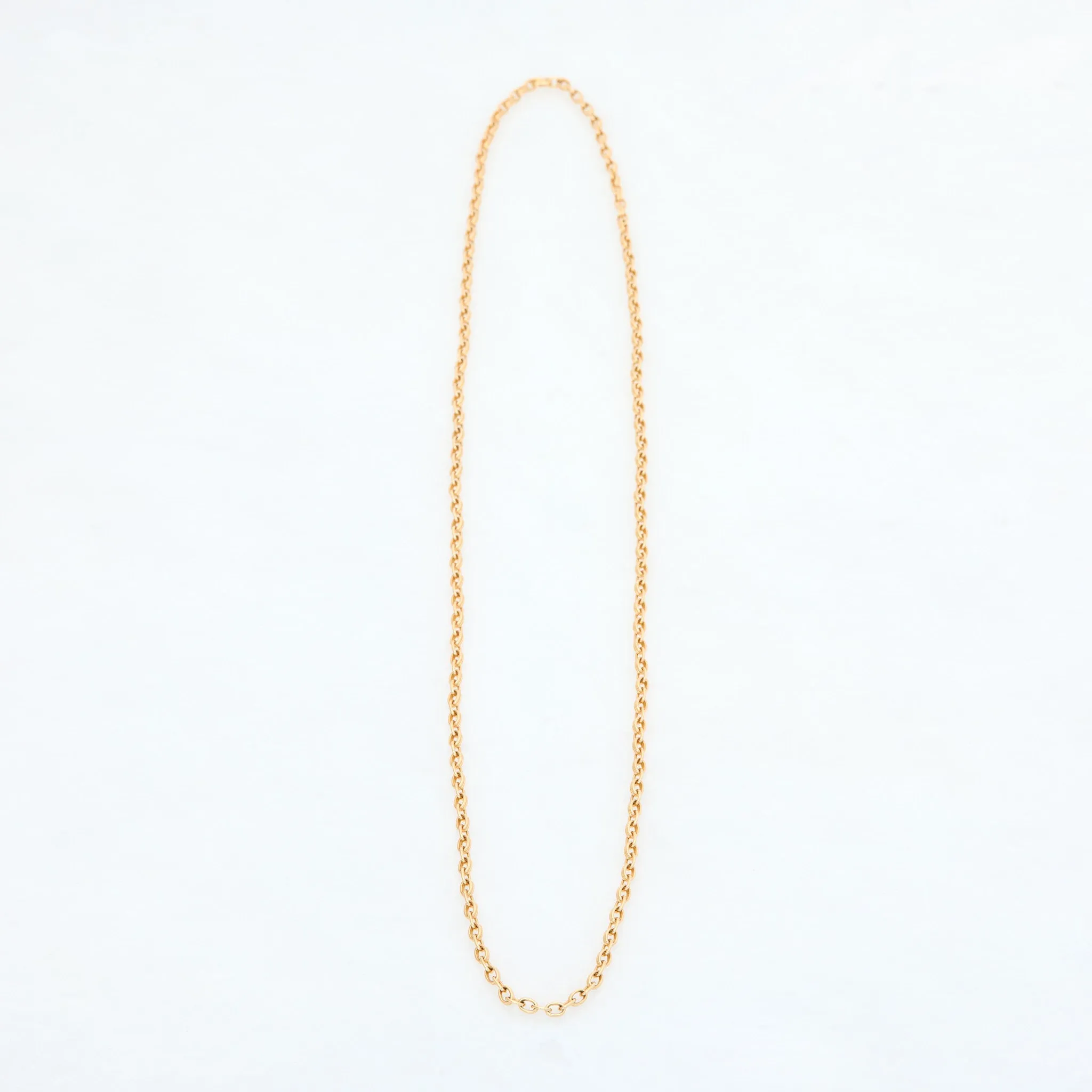 Double Chain Necklace, 18K Yellow Gold, Medium Link, 32"