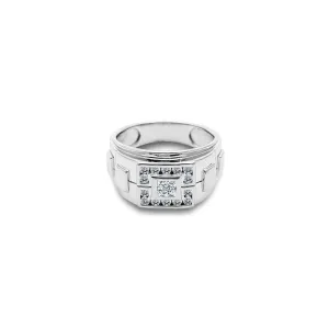 Double Square Zirconia Signet Ring (Silver)