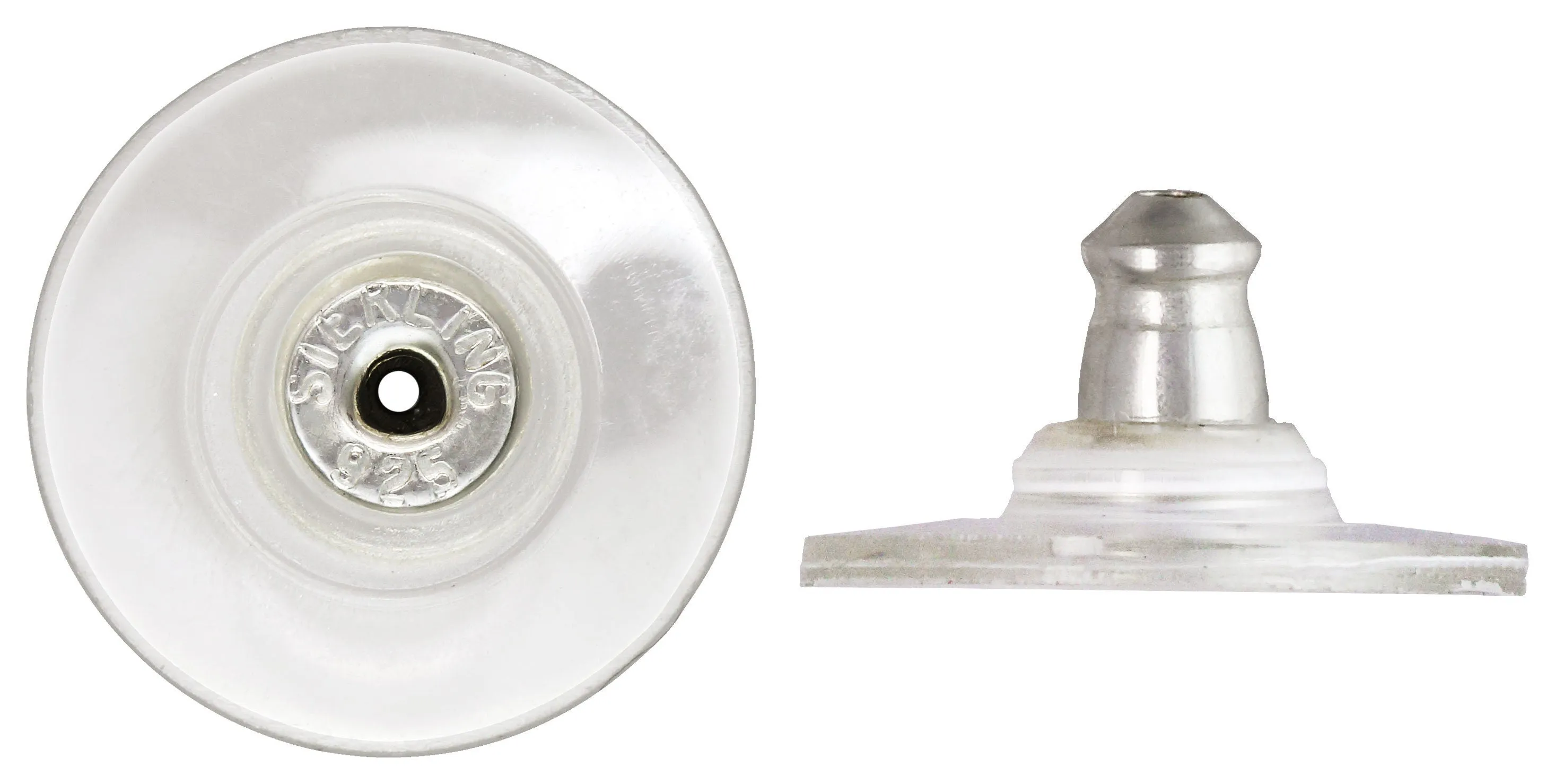 Earring Clutch w/11.5mm Comfort Disc, Sterling Silver. Made in USA. #5005501