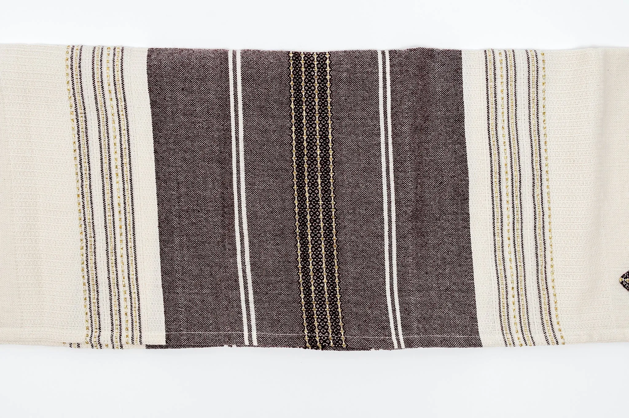 Elia - Cotton Tallit - Bordeaux with Gold on Off-White