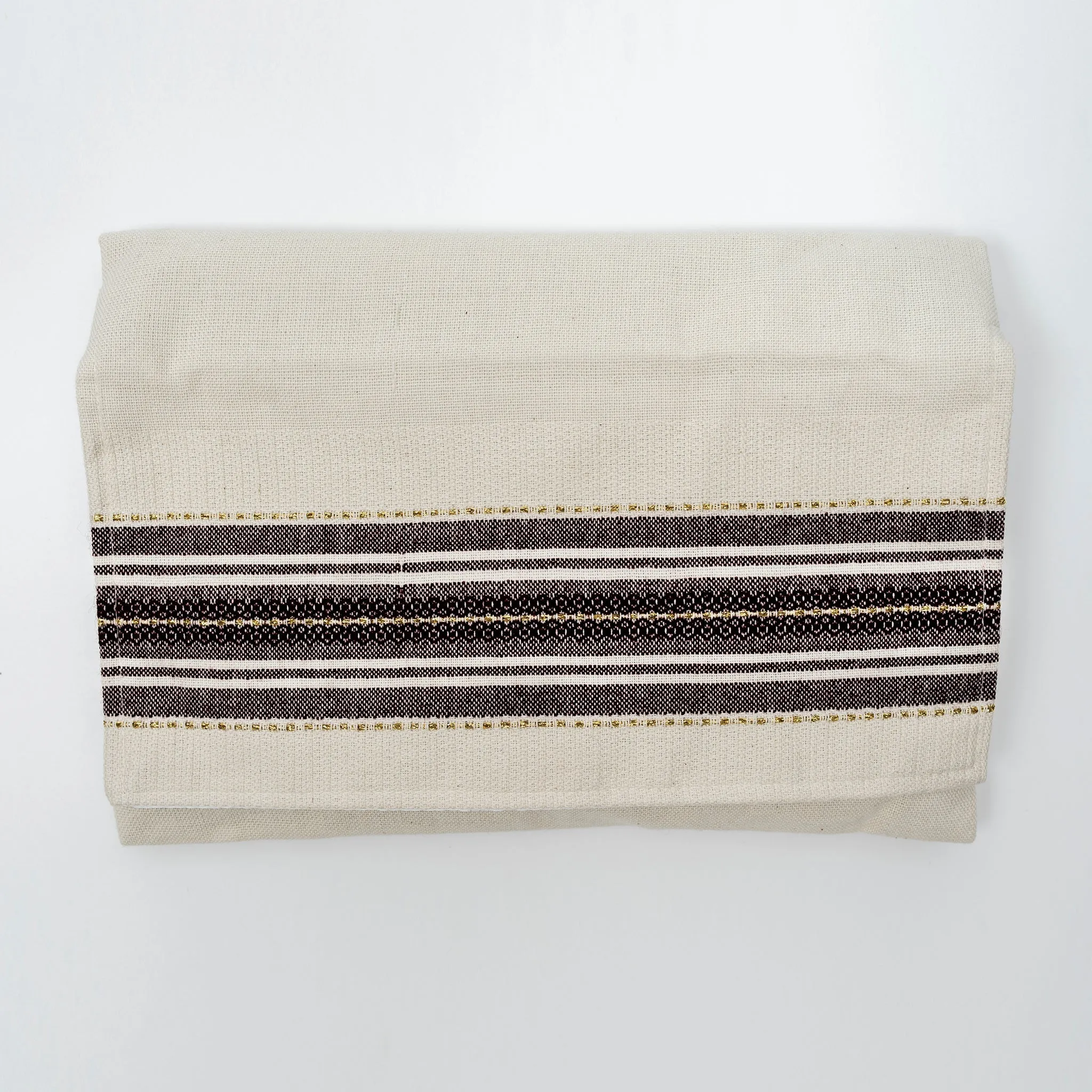 Elia - Cotton Tallit - Bordeaux with Gold on Off-White