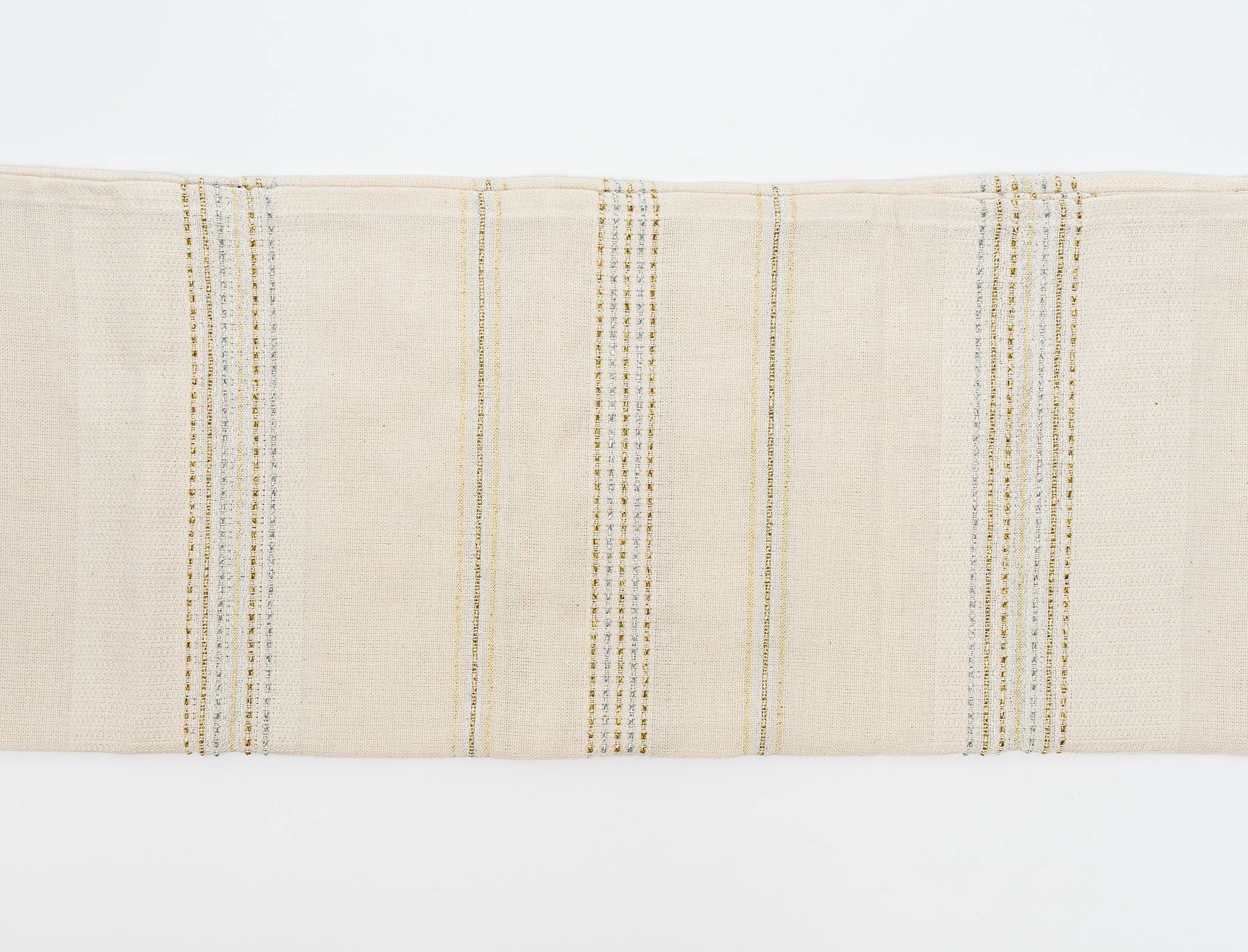 Elia - Cotton Tallit - Gold and Silver on Off-White