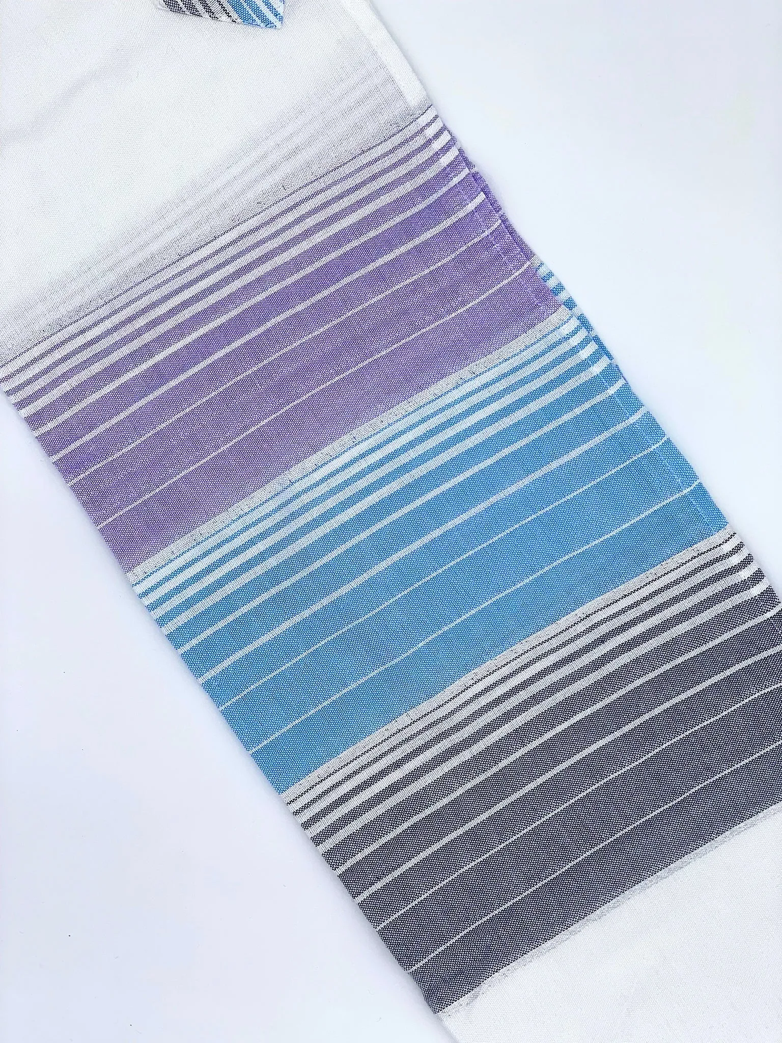Ella - Silk Tallit  - Pastel Purple and blues with Silver on White