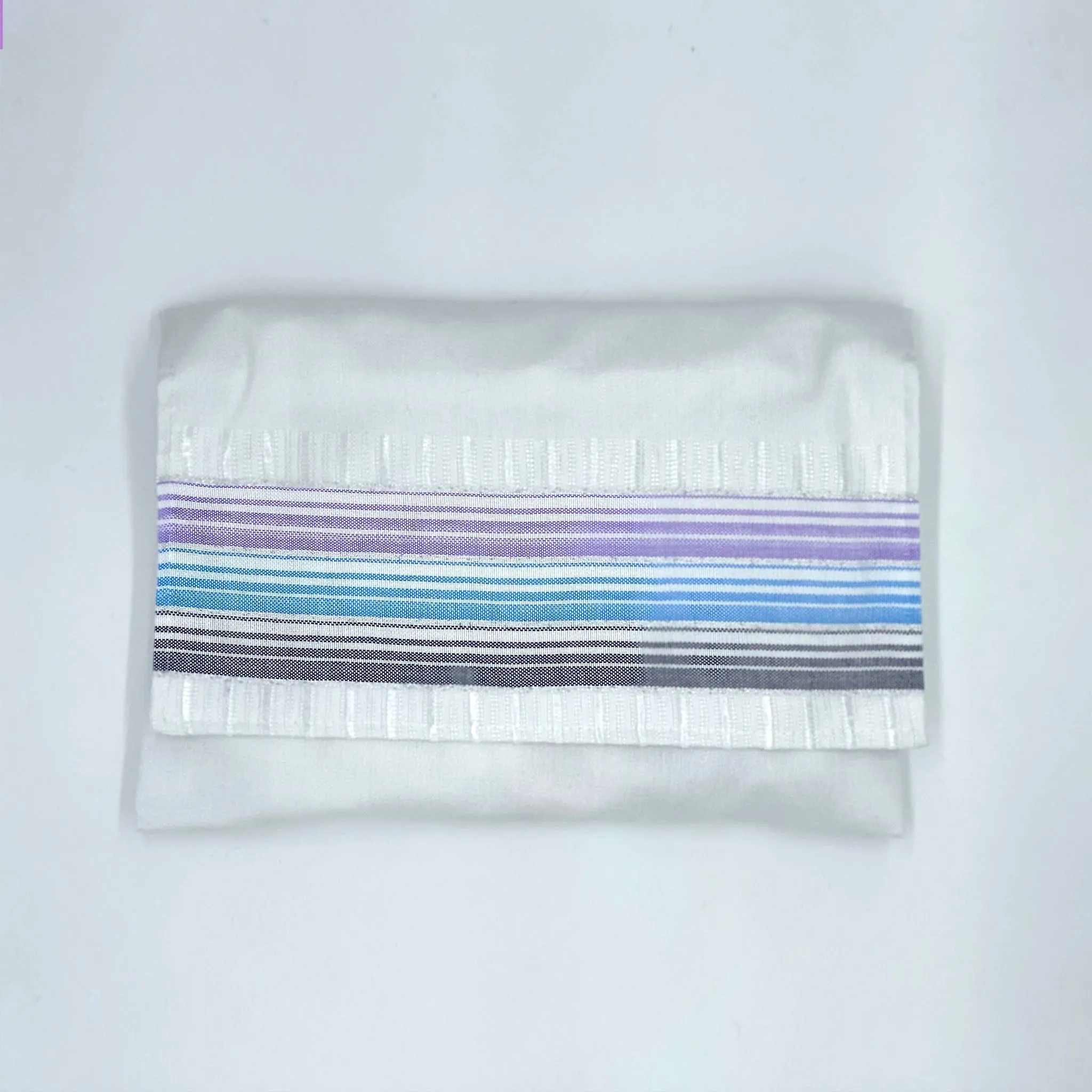 Ella - Silk Tallit  - Pastel Purple and blues with Silver on White