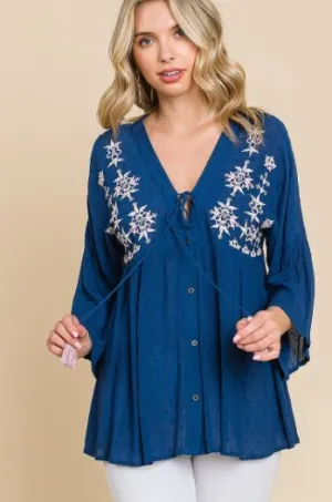 Embroidered Bell Top