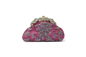 Embroidered Purple Clutch