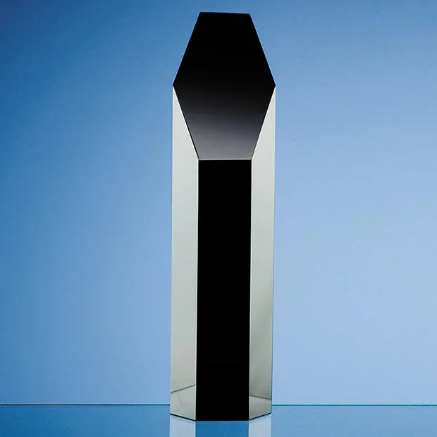 Engraved Black Crystal Hexagon Award