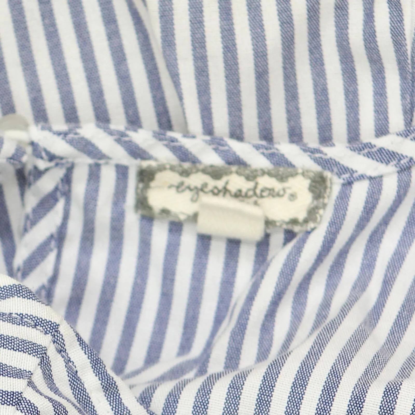 Eyeshadow Girls Woveen Cold Shoulder Ruffle Shirt Top Blue / White Stripe M