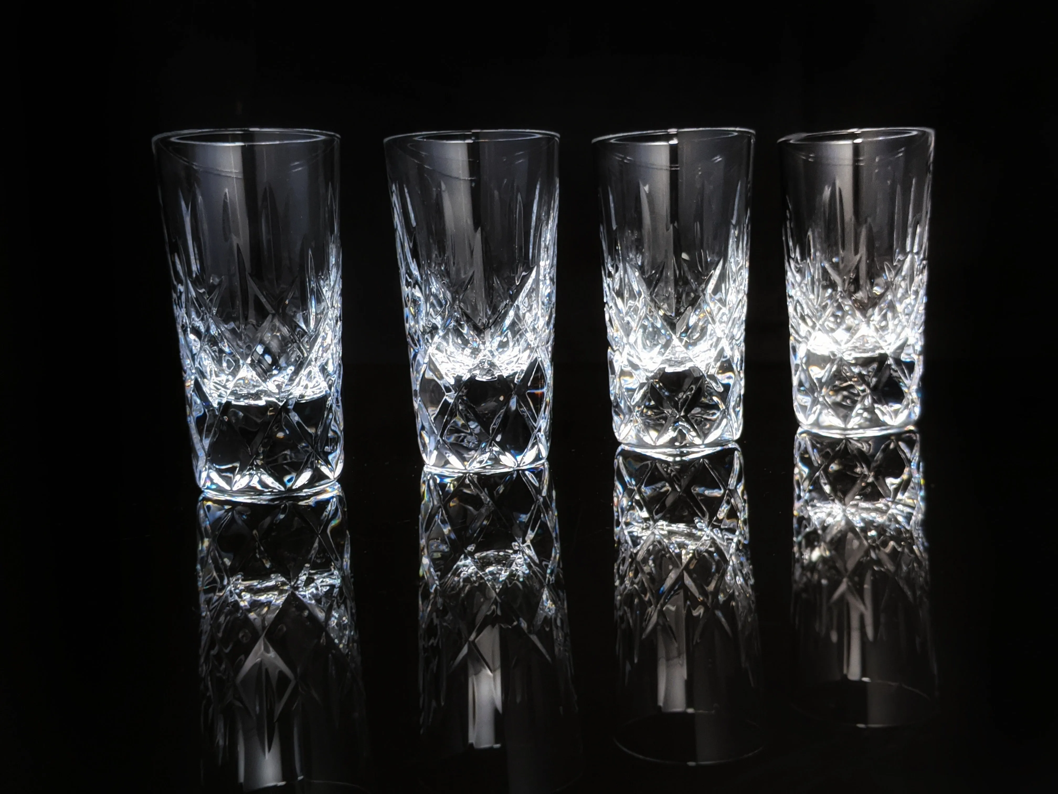 Faberge Vodka Clear Crystal Shot Glasses  Set of 4 NIB
