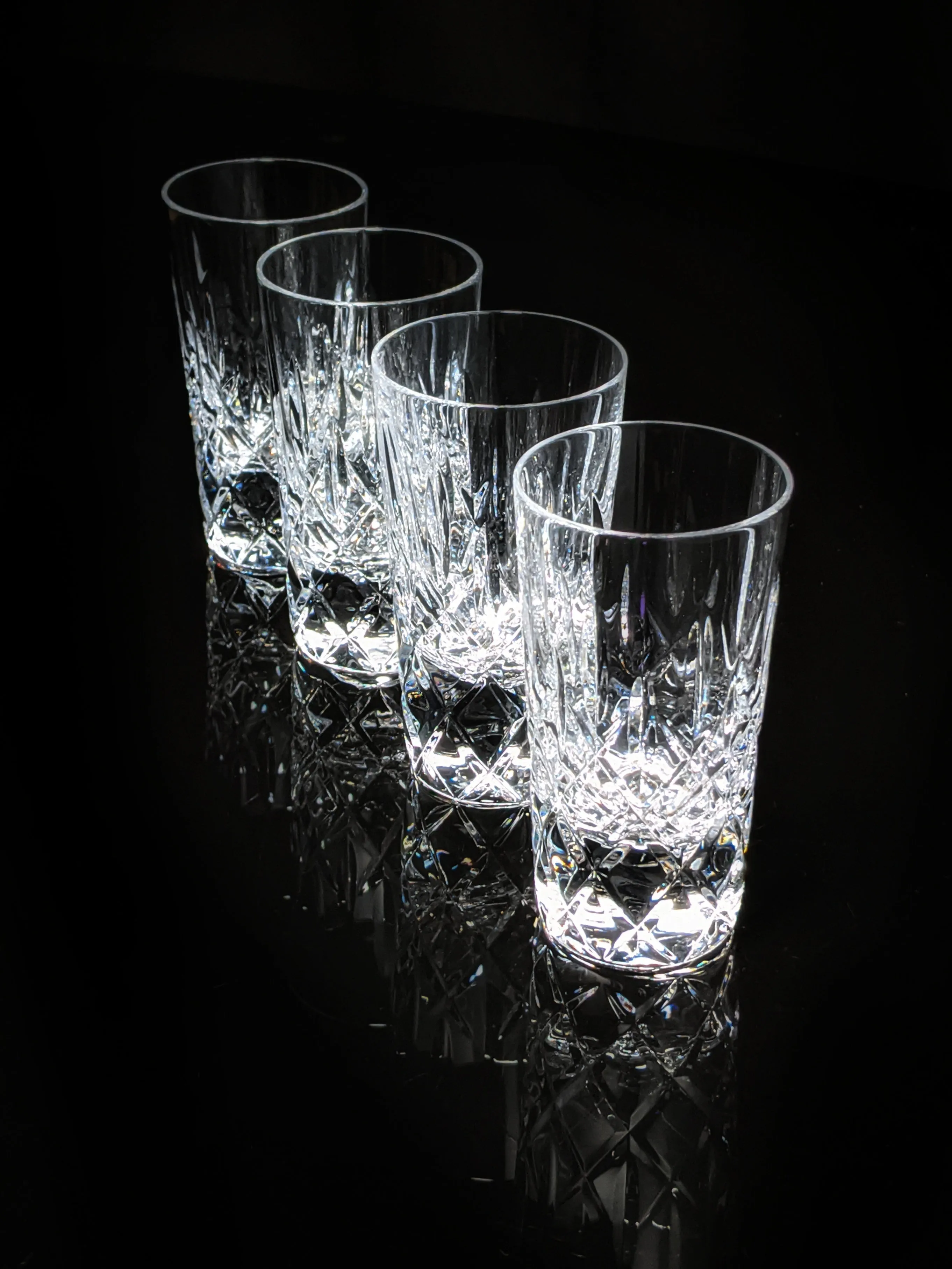 Faberge Vodka Clear Crystal Shot Glasses  Set of 4 NIB