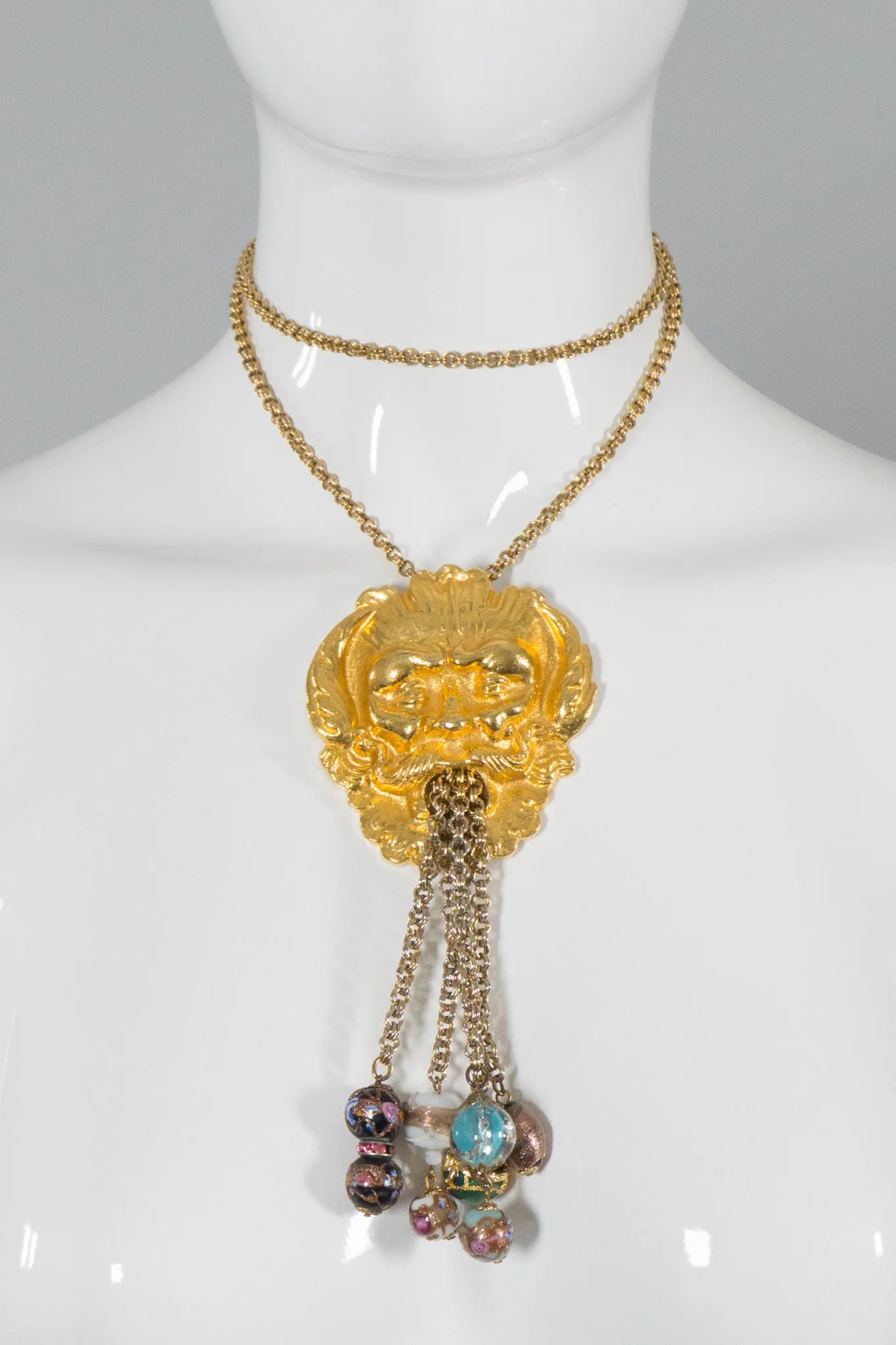 Face Relief Tassel Pendant