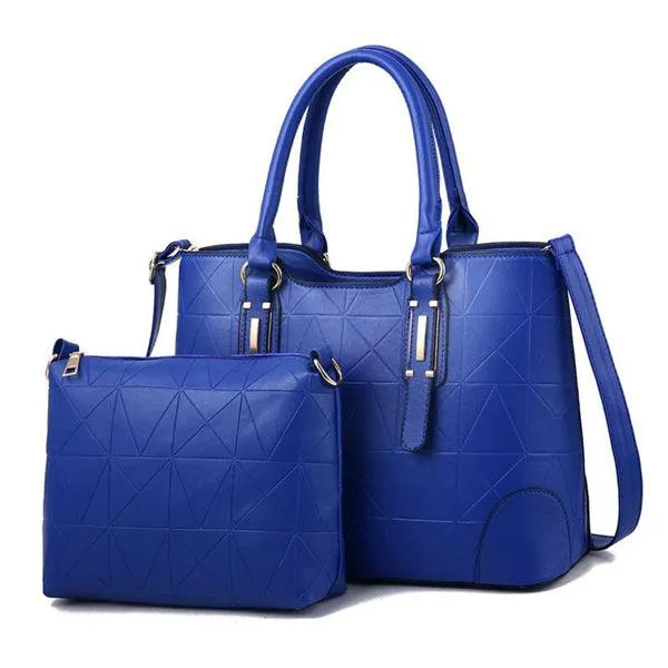 Fashion Unique 2 In 1 Patterned Leather Handbag - Blue