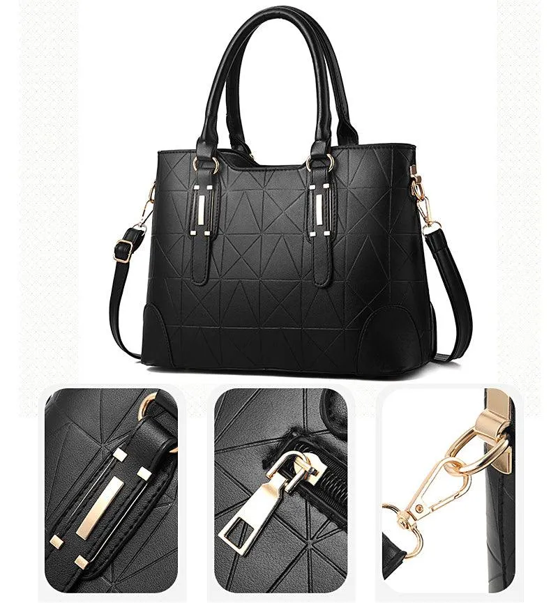 Fashion Unique 2 In 1 Patterned Leather Handbag - Gold
