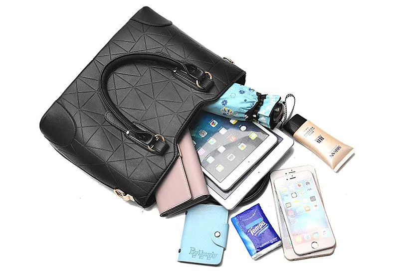 Fashion Unique 2 In 1 Patterned Leather Handbag - Gold