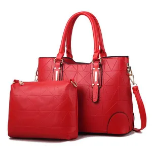 Fashion Unique 2 In 1 Patterned Leather Handbag - Red