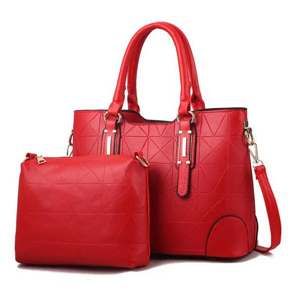 Fashion Unique 2 In 1 Patterned Leather Handbag - Red