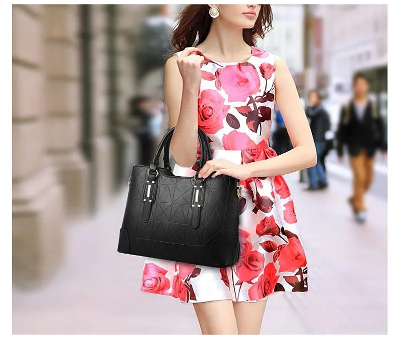 Fashion Unique 2 In 1 Patterned Leather Handbag - Red