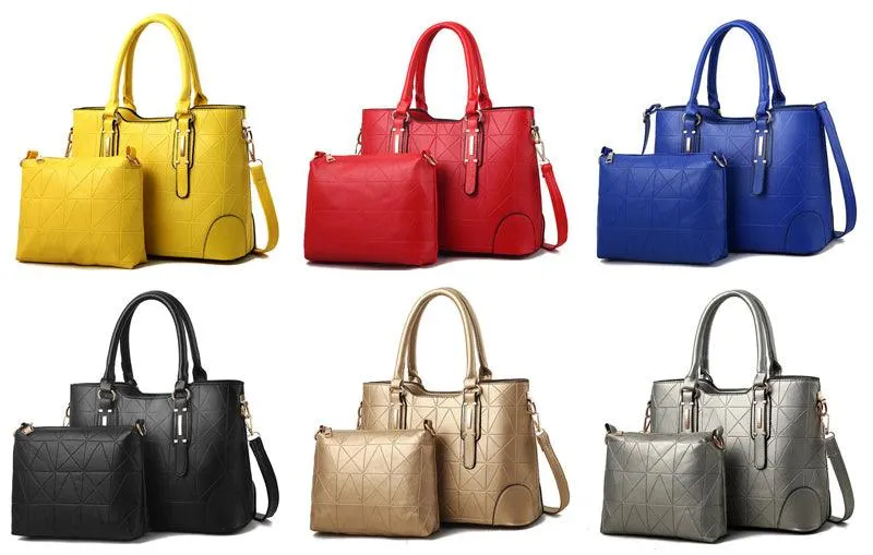 Fashion Unique 2 In 1 Patterned Leather Handbag - Red