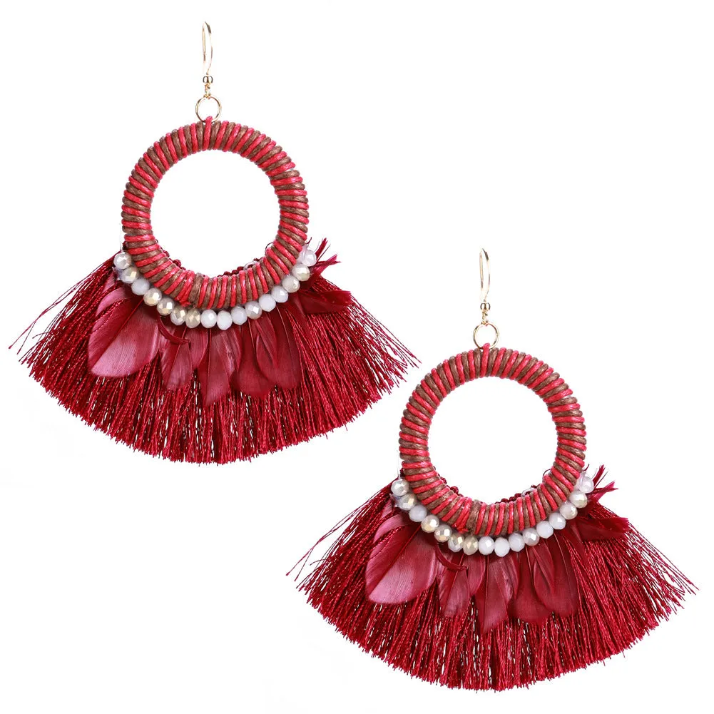 Feathers & Tassel Earring