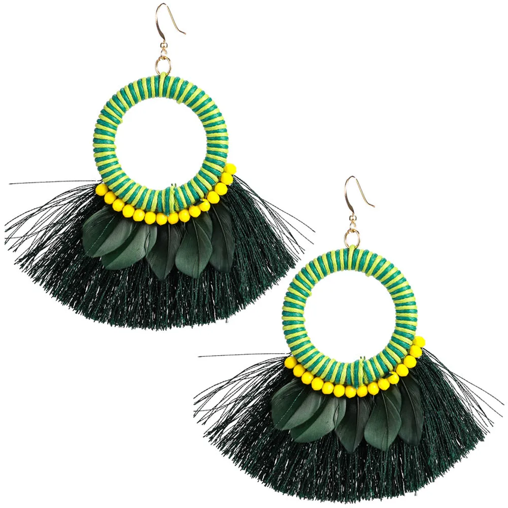 Feathers & Tassel Earring