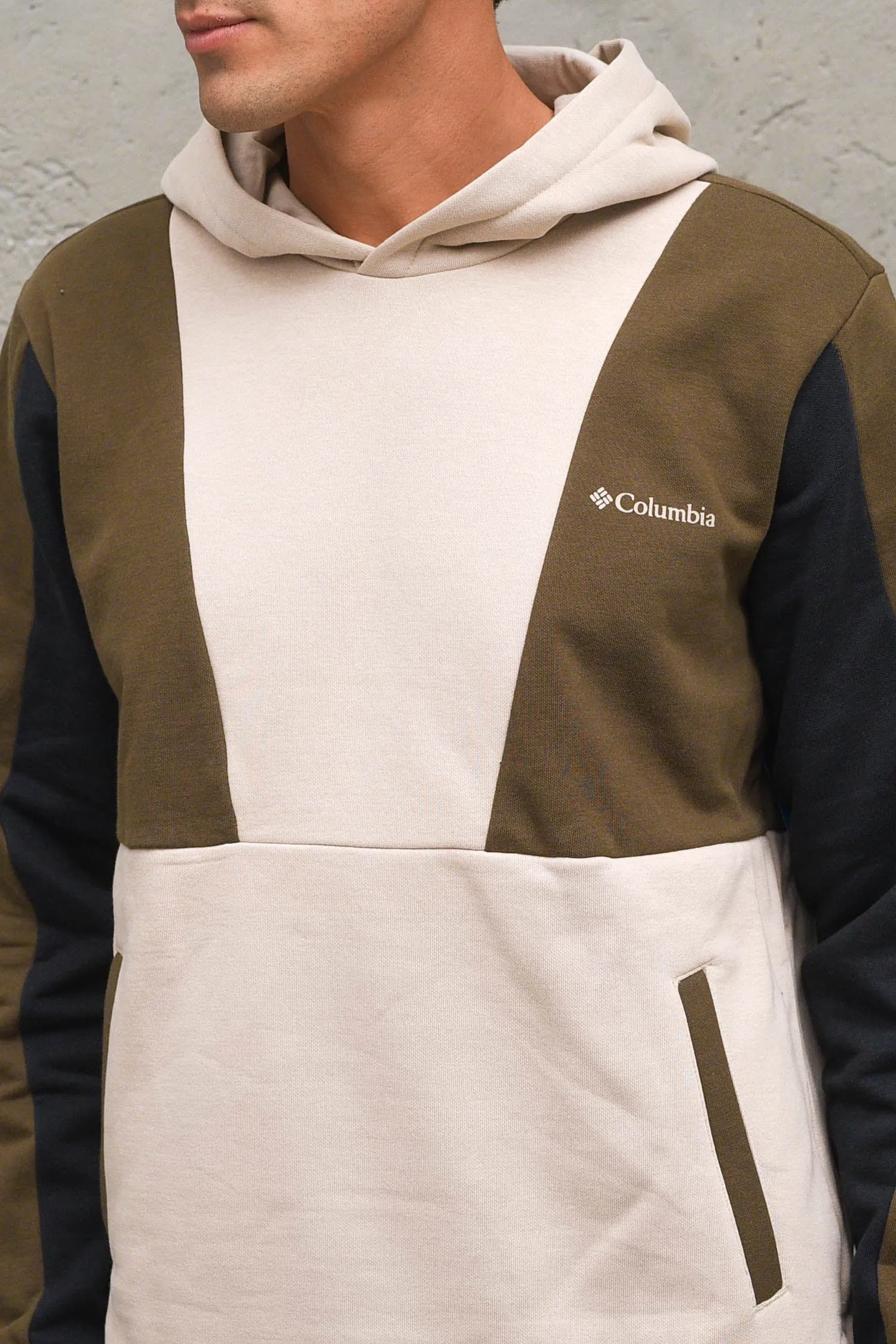 Felpa Colorblock con Cappuccio Lodge - Verde