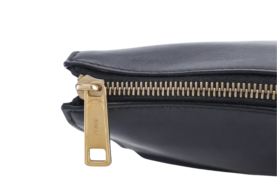FENDI VITELLO GRACE EYEBROW MONSTER EYES POUCH (7VA433) BLACK GOLD HARDWARE NO DUST COVER