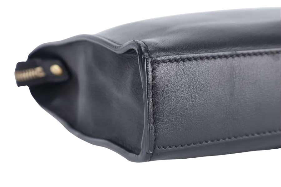 FENDI VITELLO GRACE EYEBROW MONSTER EYES POUCH (7VA433) BLACK GOLD HARDWARE NO DUST COVER