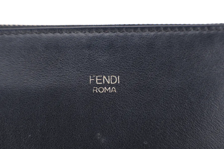 FENDI VITELLO GRACE EYEBROW MONSTER EYES POUCH (7VA433) BLACK GOLD HARDWARE NO DUST COVER