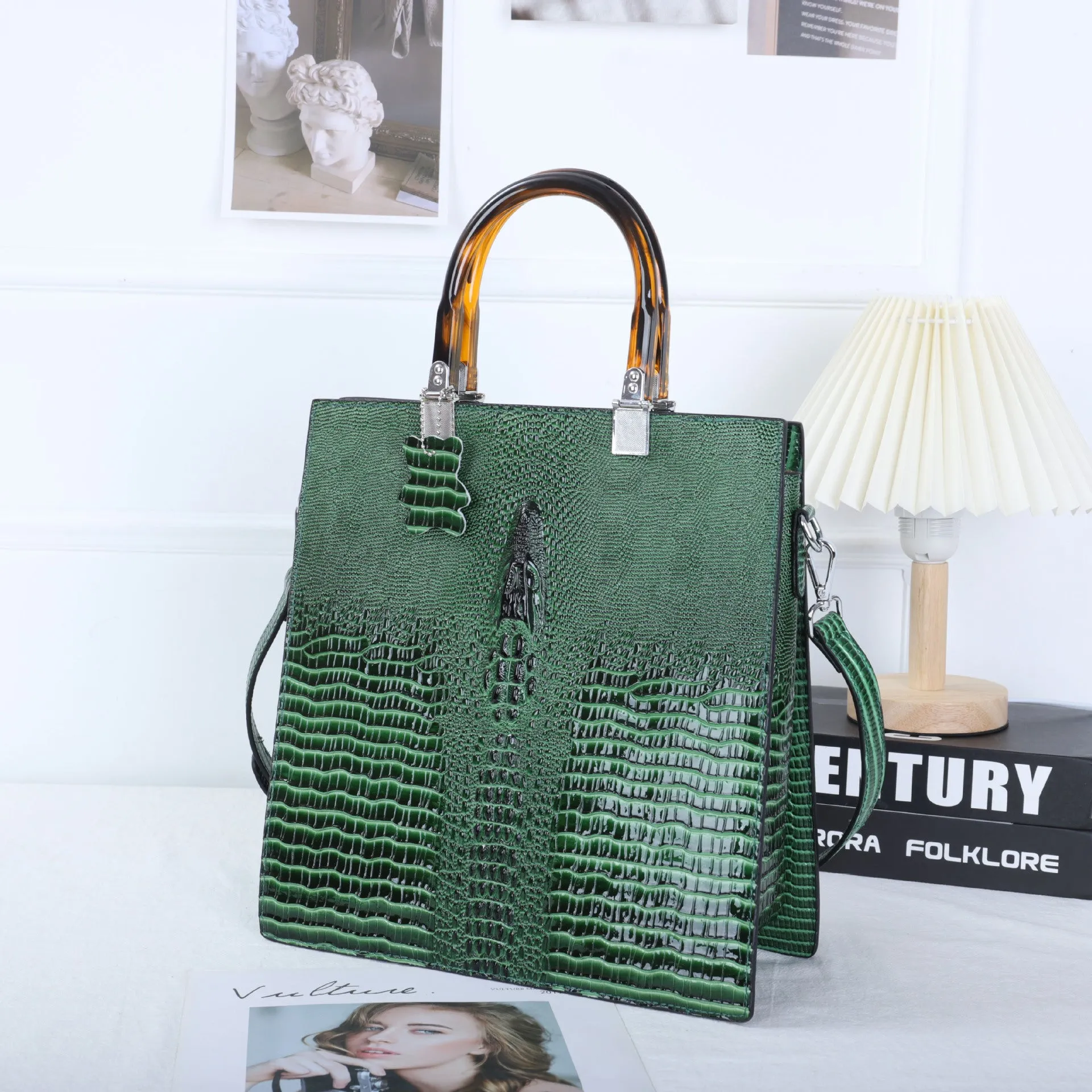 Ferocity Lizard-Patterned Leather Handbag - Bold & Unique