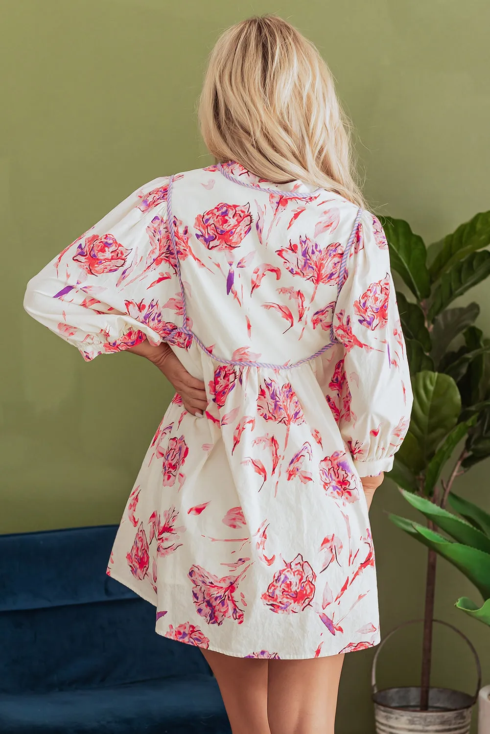Floral Print Babydoll Mini Dress
