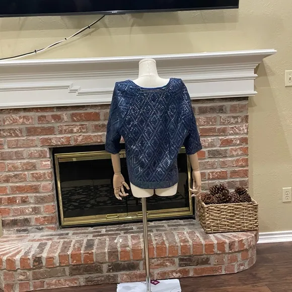 Free People fully sequined royal blue wool blend cardigan / S / NWOT