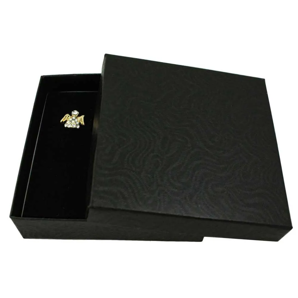 Gold Crystal Little Angel Lapel Tac Pin and Earring Set - SPF627GBS
