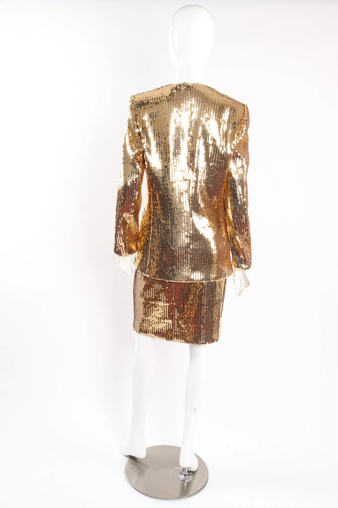 Gold Disco Sequined Jacket & Skirt Set
