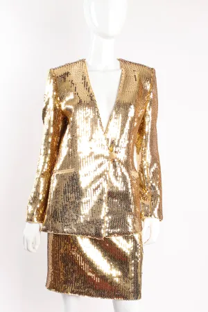 Gold Disco Sequined Jacket & Skirt Set
