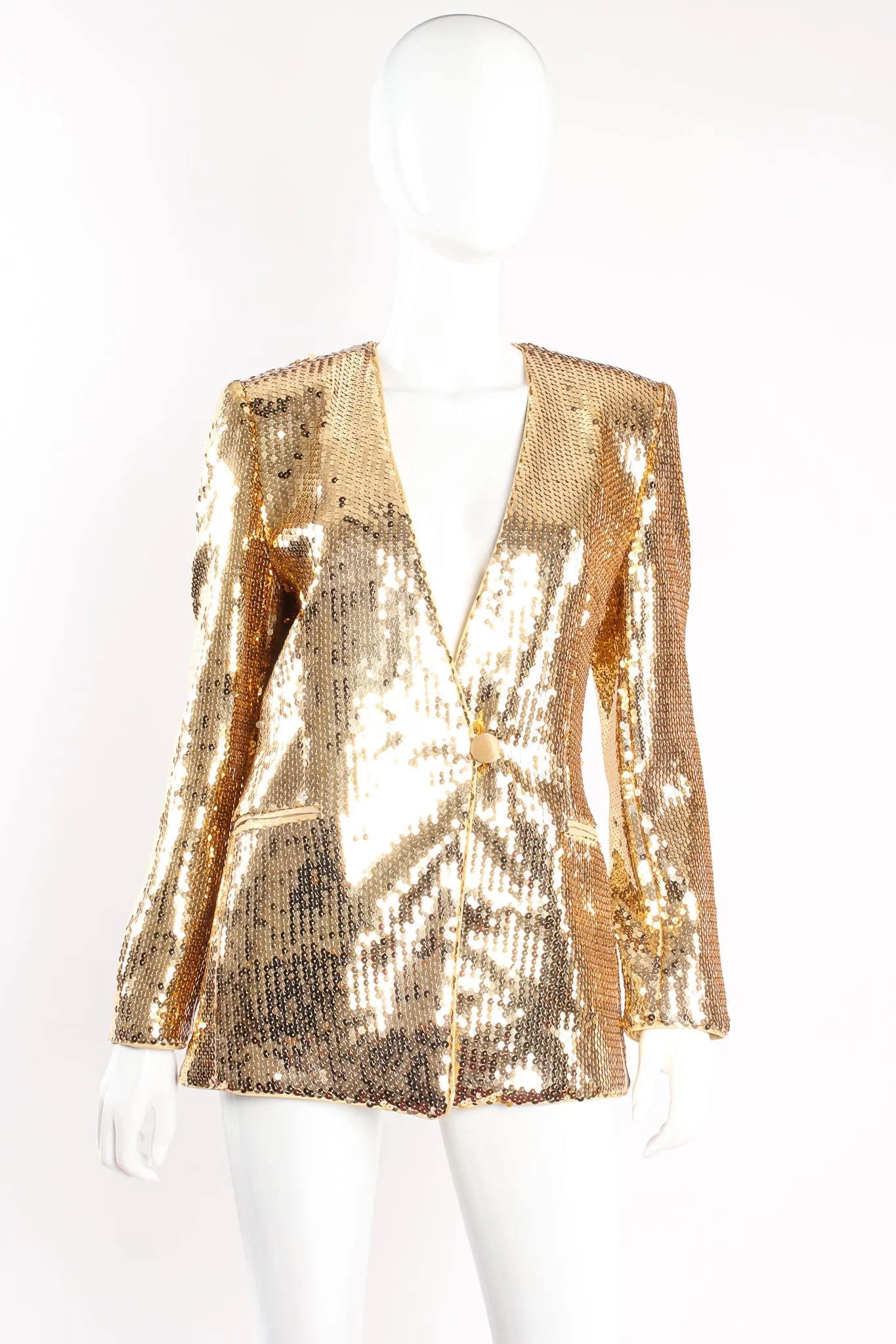 Gold Disco Sequined Jacket & Skirt Set