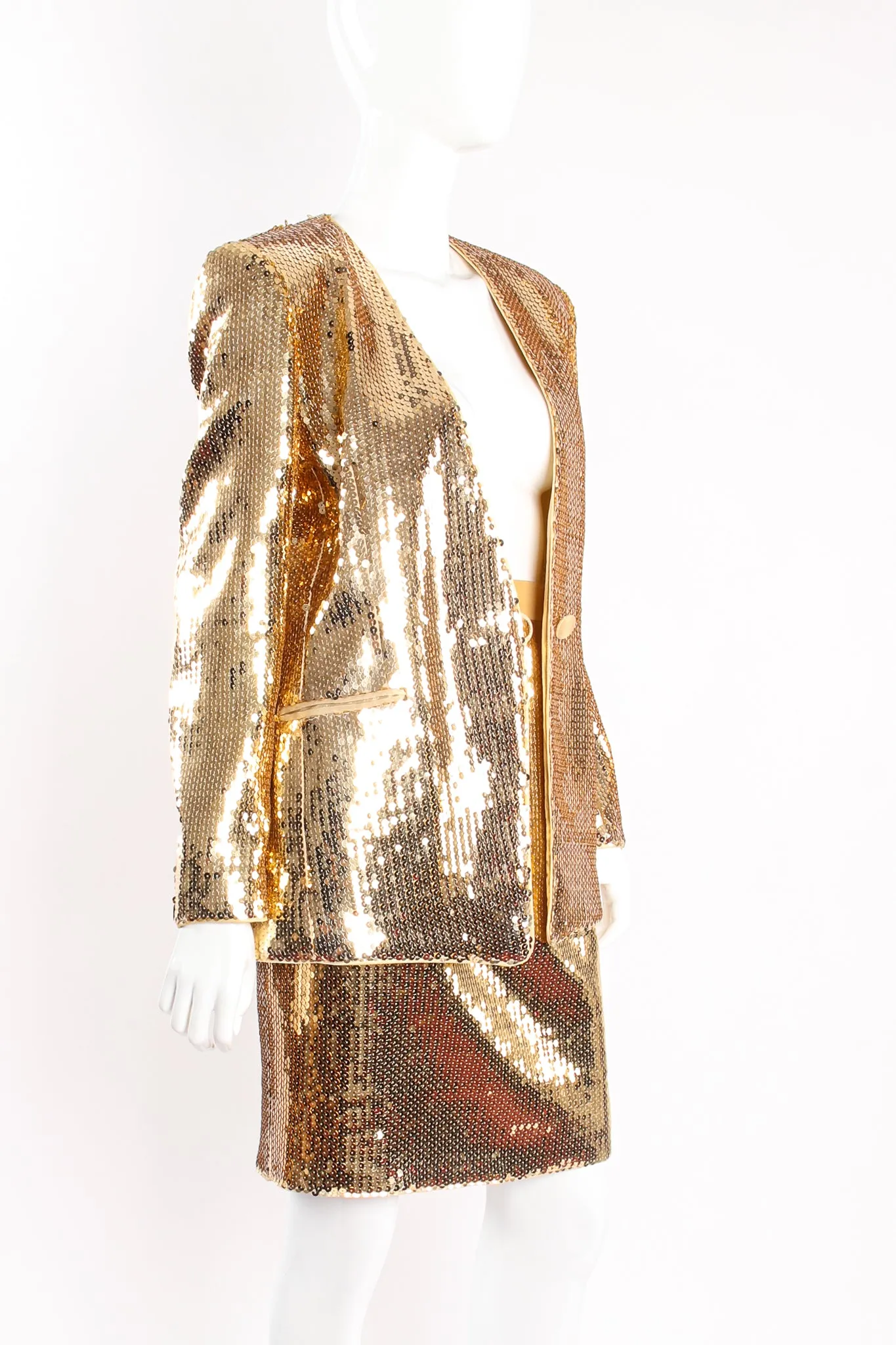 Gold Disco Sequined Jacket & Skirt Set
