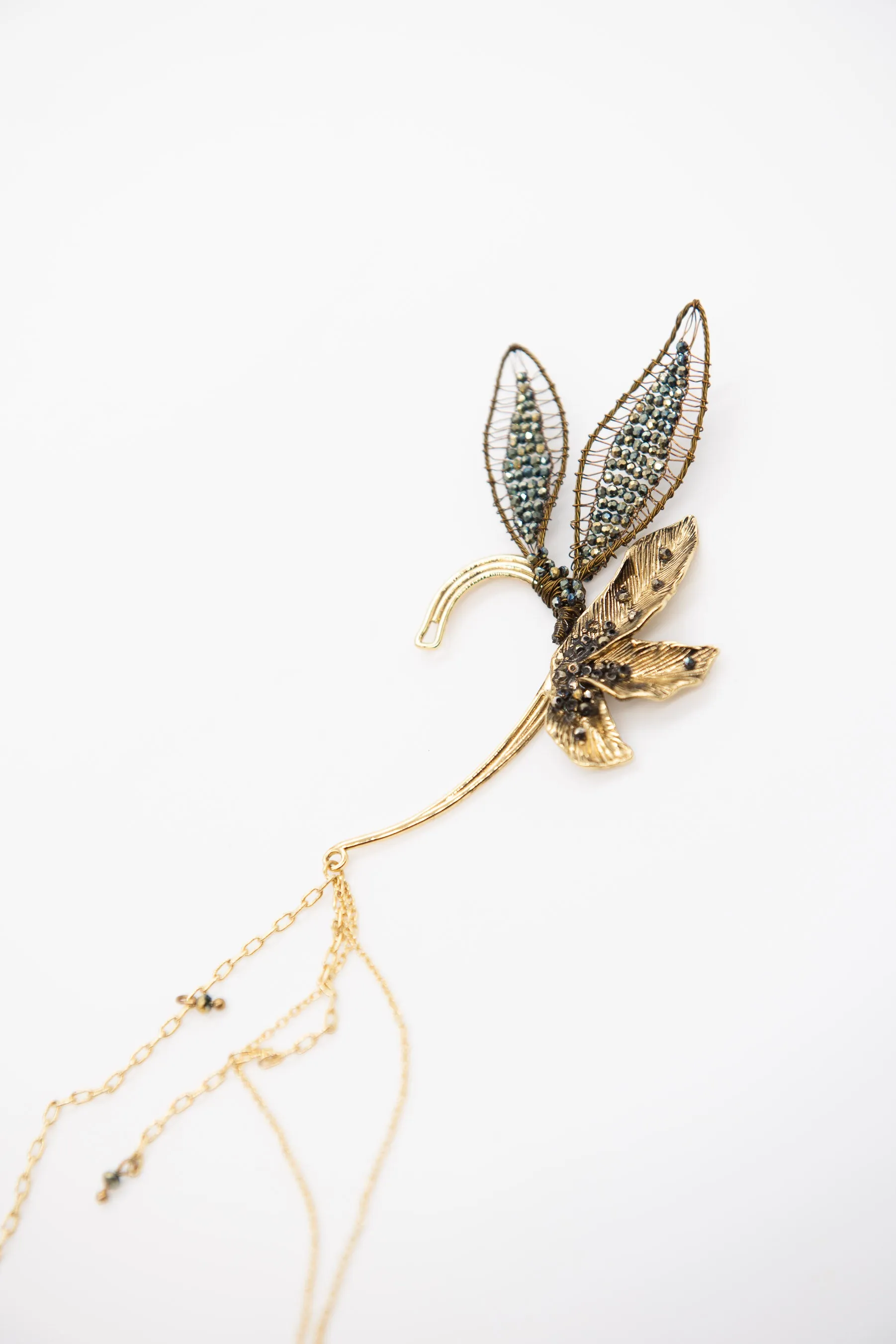 Golden Leaf Earcuff with Tassel